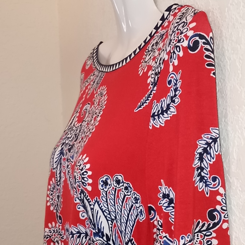 Ruby Rd. Floral Jersey Ruched Tunic - Picture 3 of 13